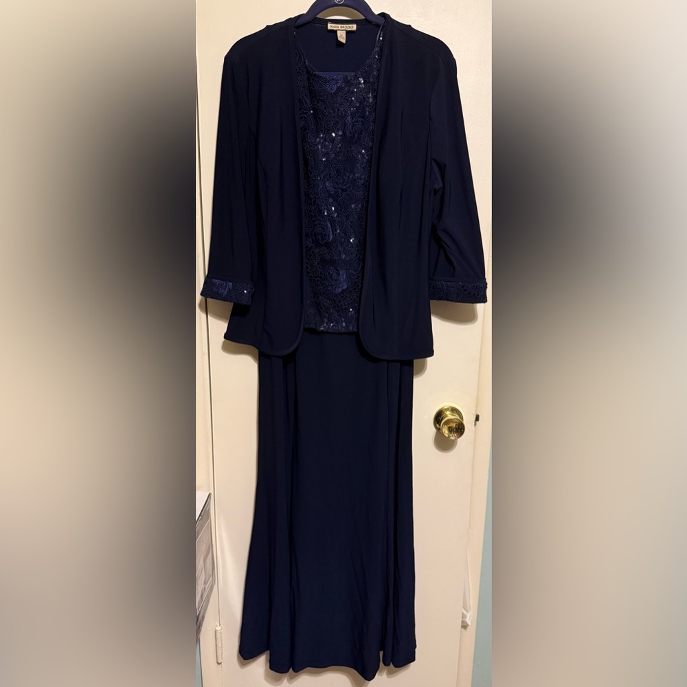 Elegant Navy Blue Women's Dress Set